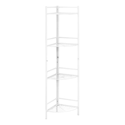 58" White Metal Four Tier Corner Bookcase