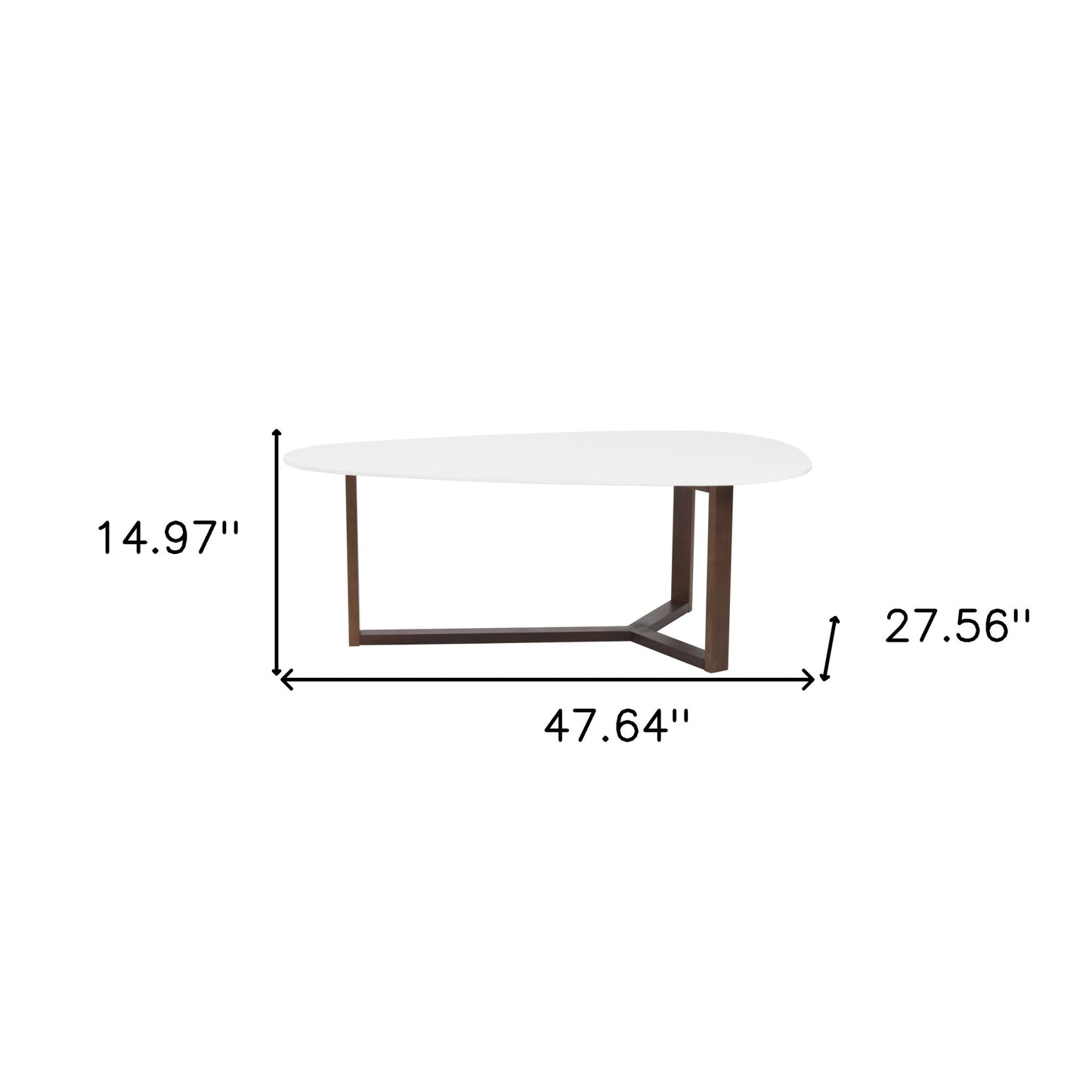47.64" X 27.56" X 14.97" Coffee Table In Matte White With Dark Walnut Base