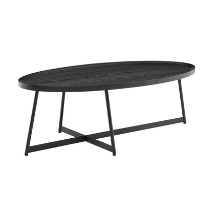 47" Black Manufactured Wood Oval Coffee Table