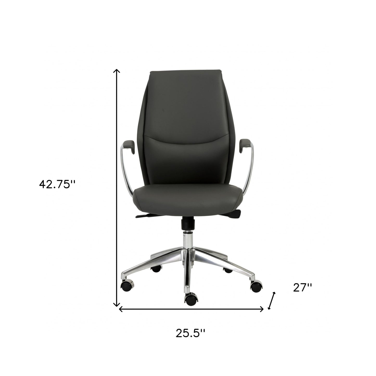 Gray Faux Leather Seat Swivel Adjustable Task Chair Leather Back Steel Frame