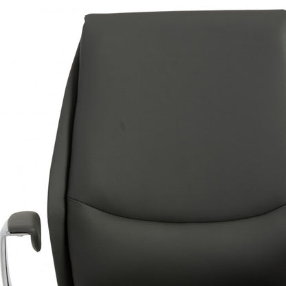 Gray Faux Leather Seat Swivel Adjustable Task Chair Leather Back Steel Frame