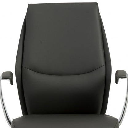 Gray Faux Leather Seat Swivel Adjustable Task Chair Leather Back Steel Frame