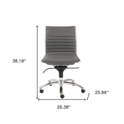 26.38" X 25.99" X 38.19" Low Back Office Chair Without Armrests In Gray With Chromed Steel Base