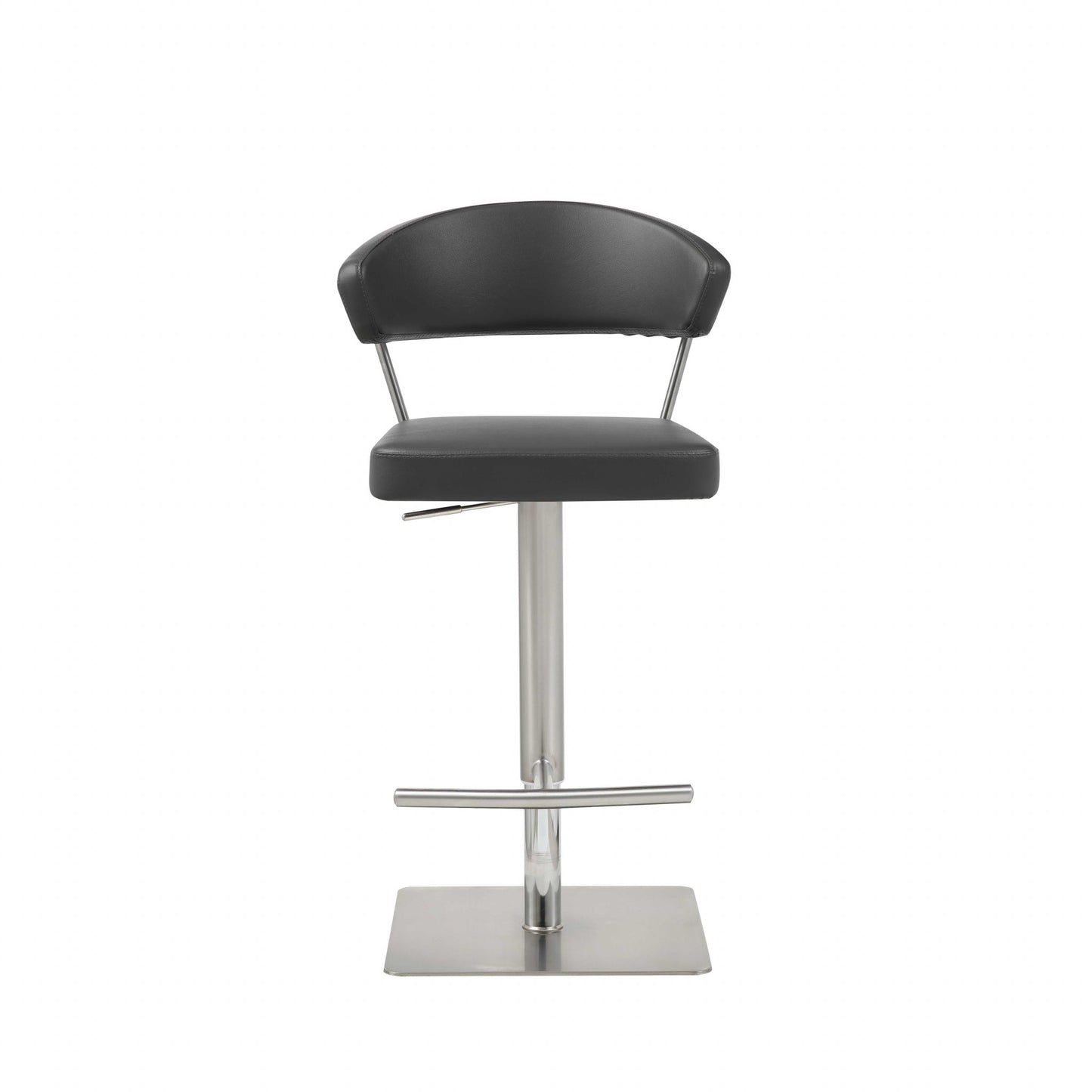 34" Black And Silver Stainless Steel Chair With Footrest