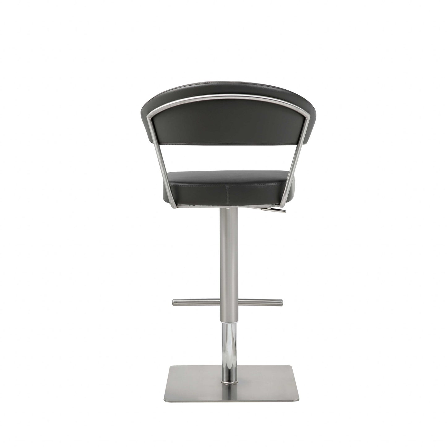 34" Black And Silver Stainless Steel Chair With Footrest