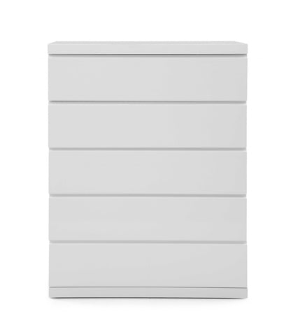 36 X 20 X 47 Gloss White Stainless Steel 5 Drawer Chest
