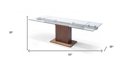Contemporary Glass Extendable Pedestal Dining Table