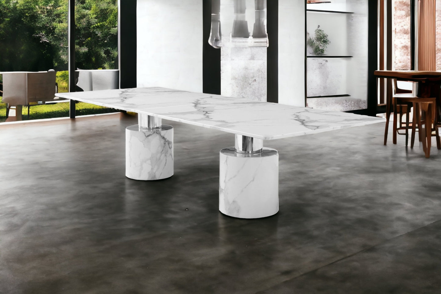 120" White Marble Dining Table