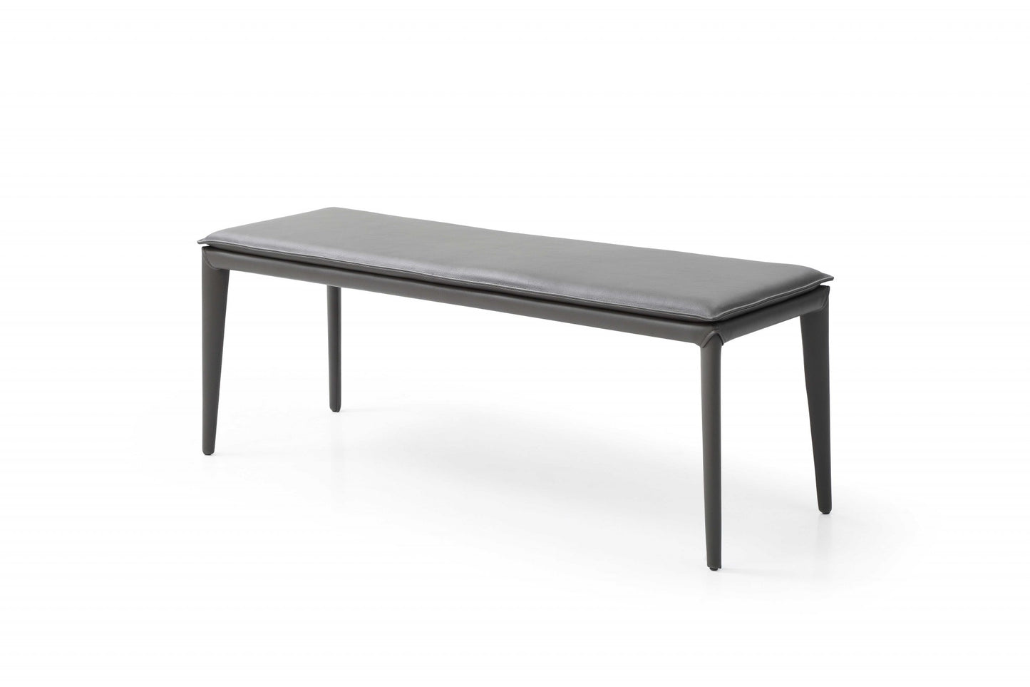 47" Gray Upholstered Faux Leather Bench