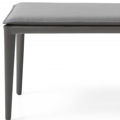 47" Gray Upholstered Faux Leather Bench