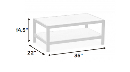 35 X 22 X 14.5 White Aluminum Coffee Table