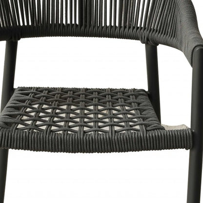 Set Of 4 Gray Open Weave Patio Arm Chairs