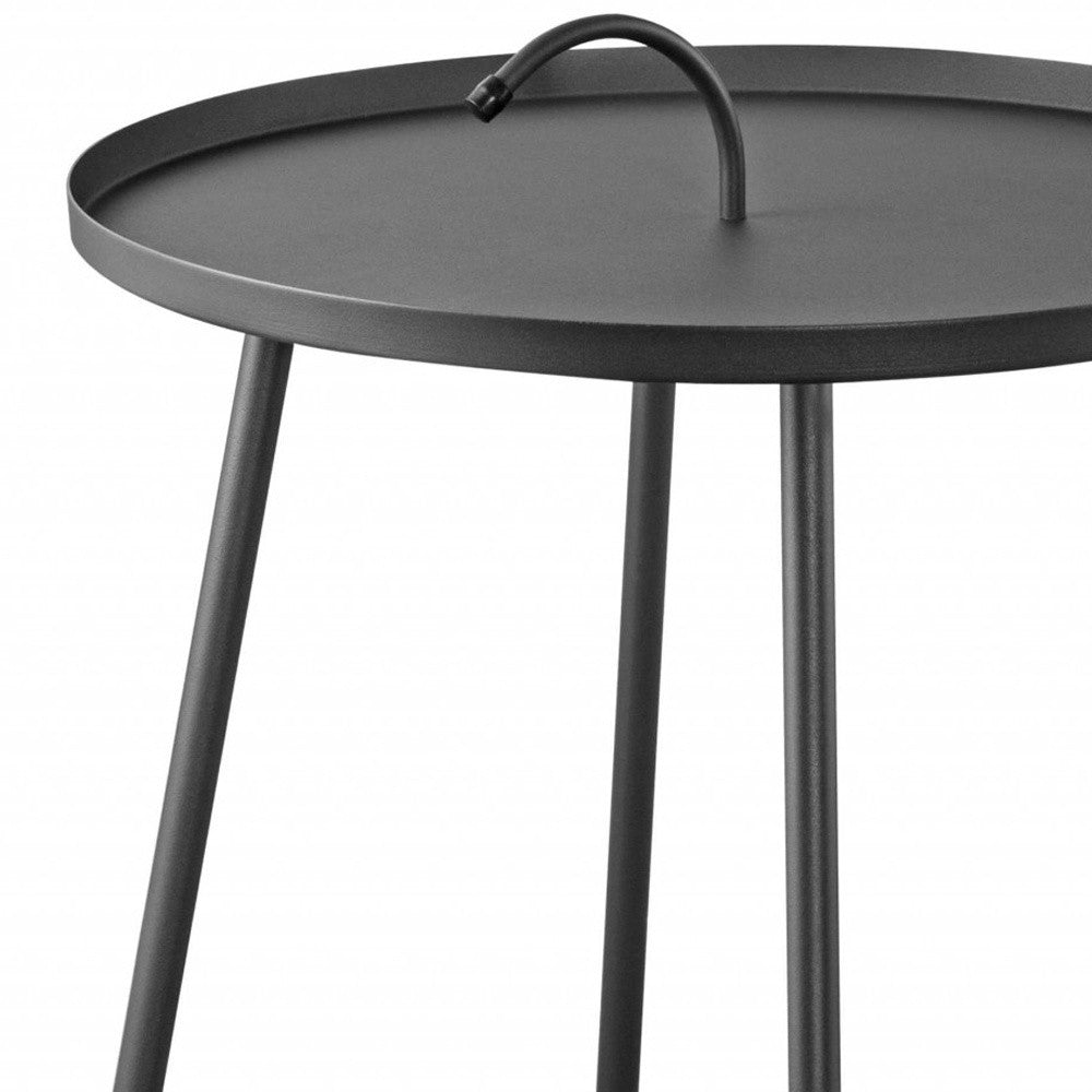 25" Gray Stainless Steel Round End Table