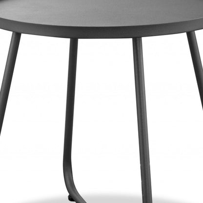 18" Gray Aluminum Round End Table