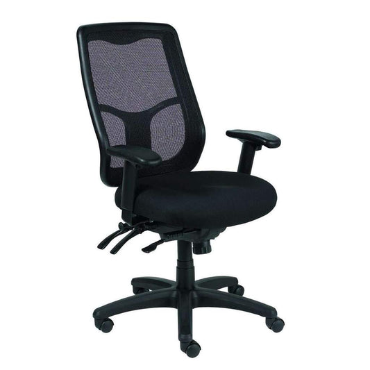 Green Fabric Seat Swivel Adjustable Task Chair Mesh Back Plastic Frame