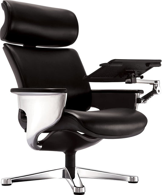 White and Dark Brown Swivel Faux Leather Executive Office Chair