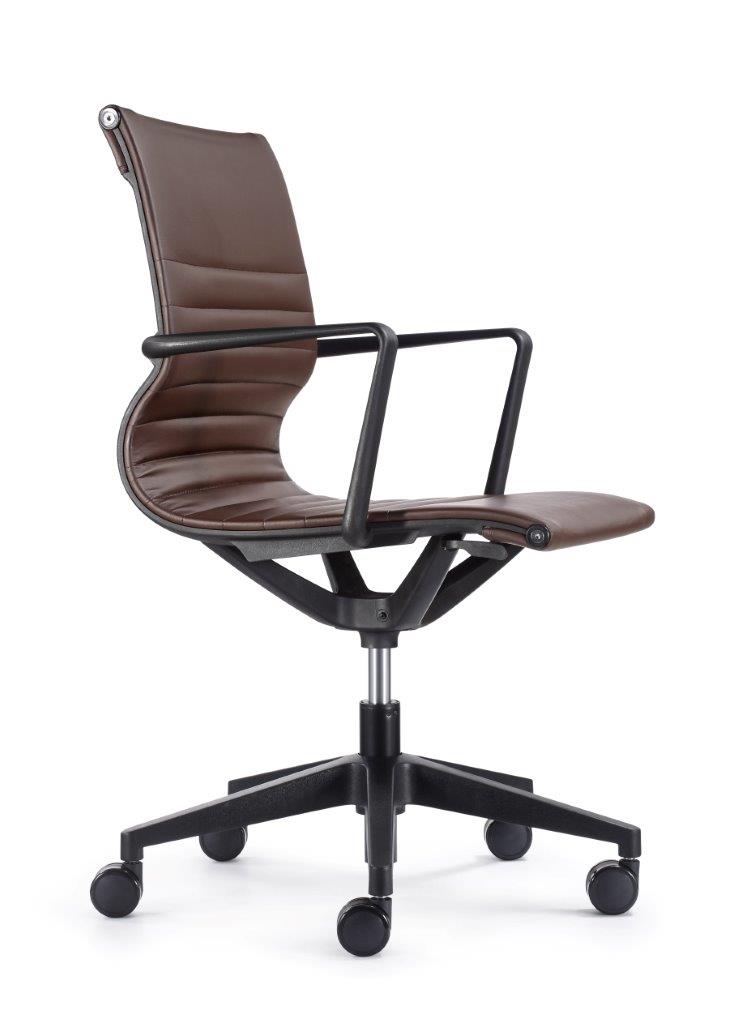 Black Adjustable Swivel Faux Leather Rolling Office Chair