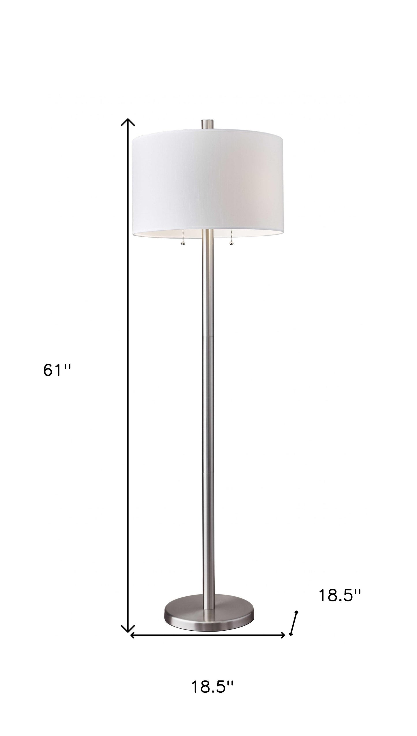 61" Two Light Traditional Shaped Floor Lamp With White Drum Shade