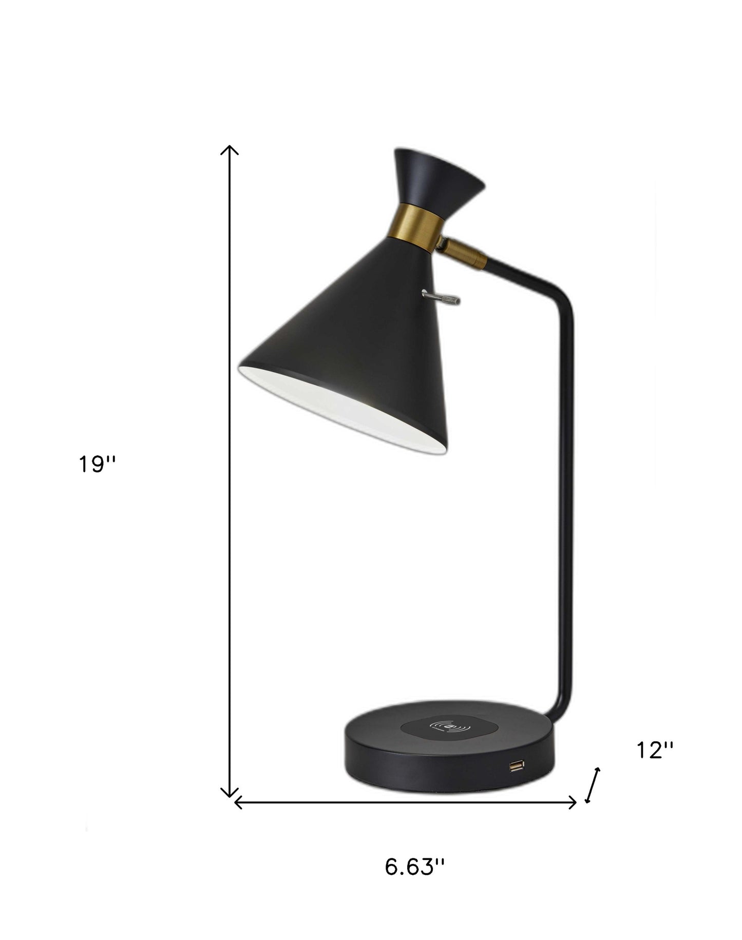 Asymmetrical Diabolo Black Metal Desk Lamp