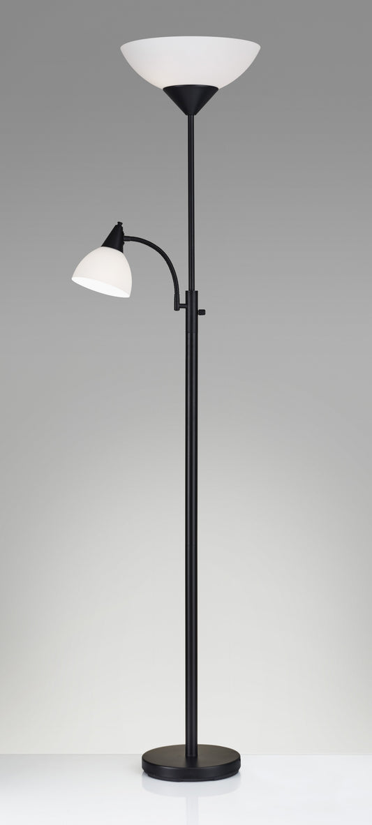 71" Two Light Novelty Floor Lamp With White Bowl Shade