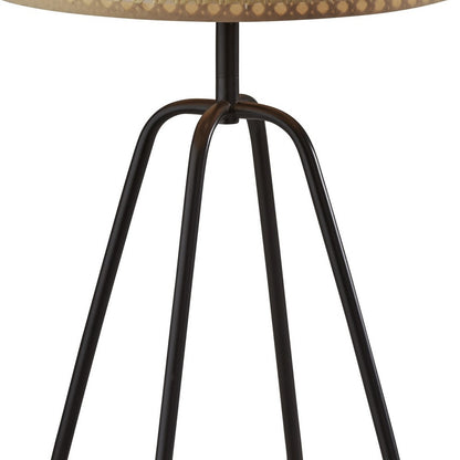 Open Cane Web Natural Shade Dark Bronze Table Lamp