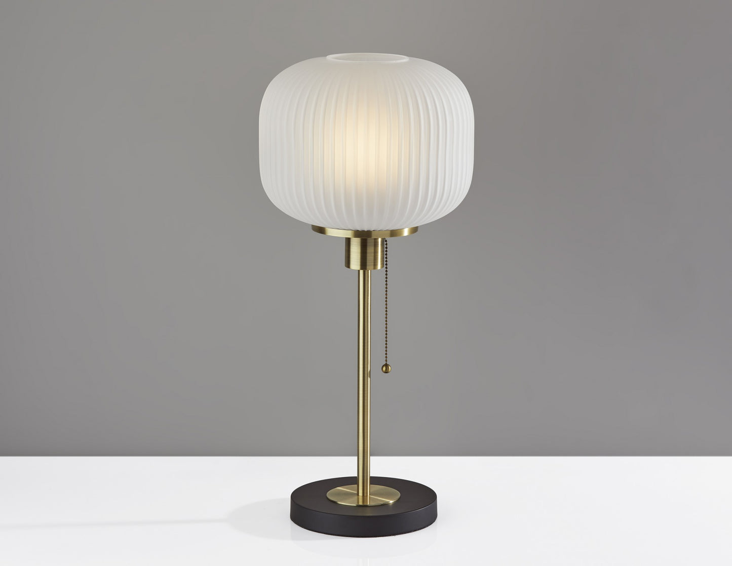 Antique Brass Striped Glass Glow Table Lamp