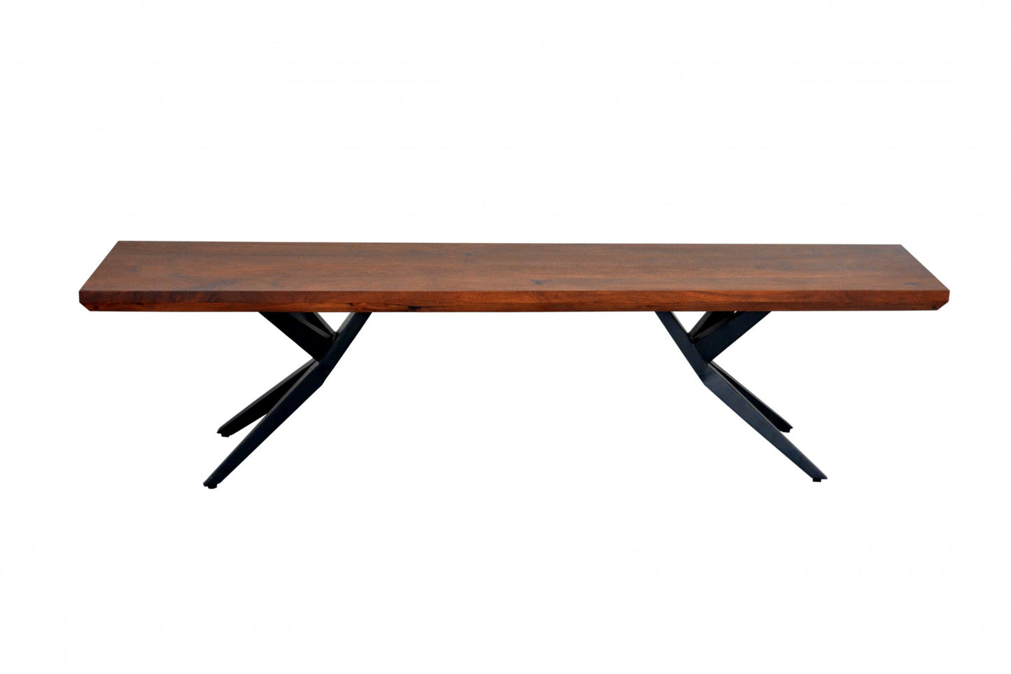 Brown Black Wood Metal Dining Bench