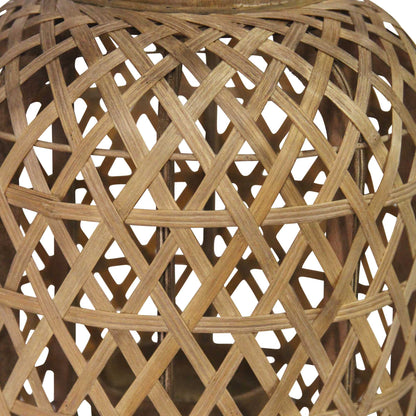Coastal Bamboo And Wood Lantern Stand
