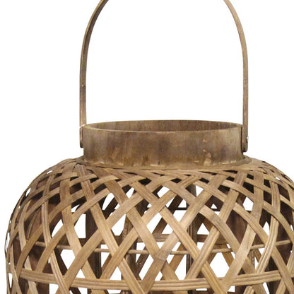 Coastal Bamboo And Wood Lantern Stand