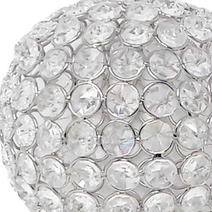 5" X 5" X 5" Silver Iron & Cristal Spheres Set Of 2