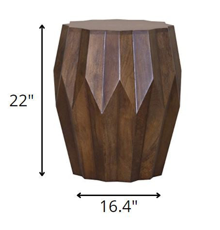 22" Deep Brown And Dark Brown Solid Wood End Table