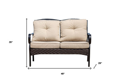 48" Beige Polyester Blend And Black Sofa