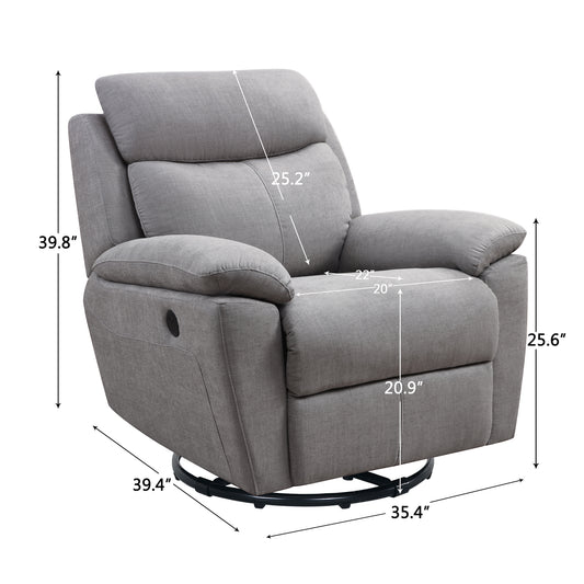 35" Blue Fabric Power Recliner with USB