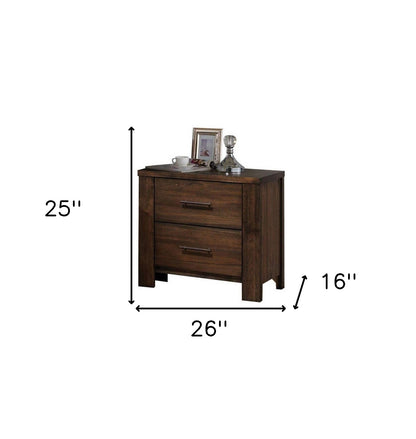 25" Brown Two Drawers Nightstand