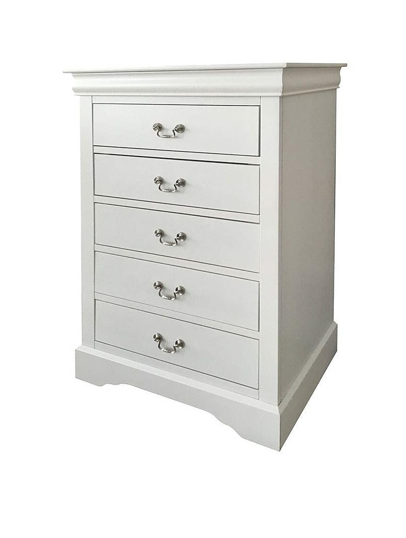 32" White Manufactured Wood Five Drawer Chest