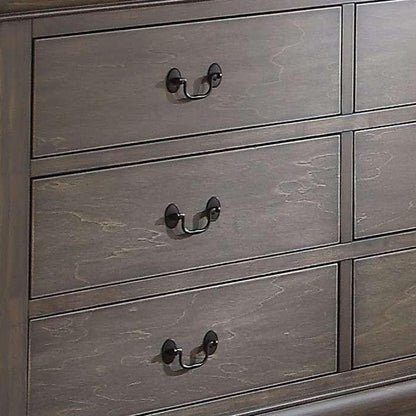 57" Gray Solid Wood Six Drawer Double Dresser