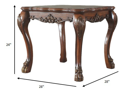 24" Brown Solid Wood End Table