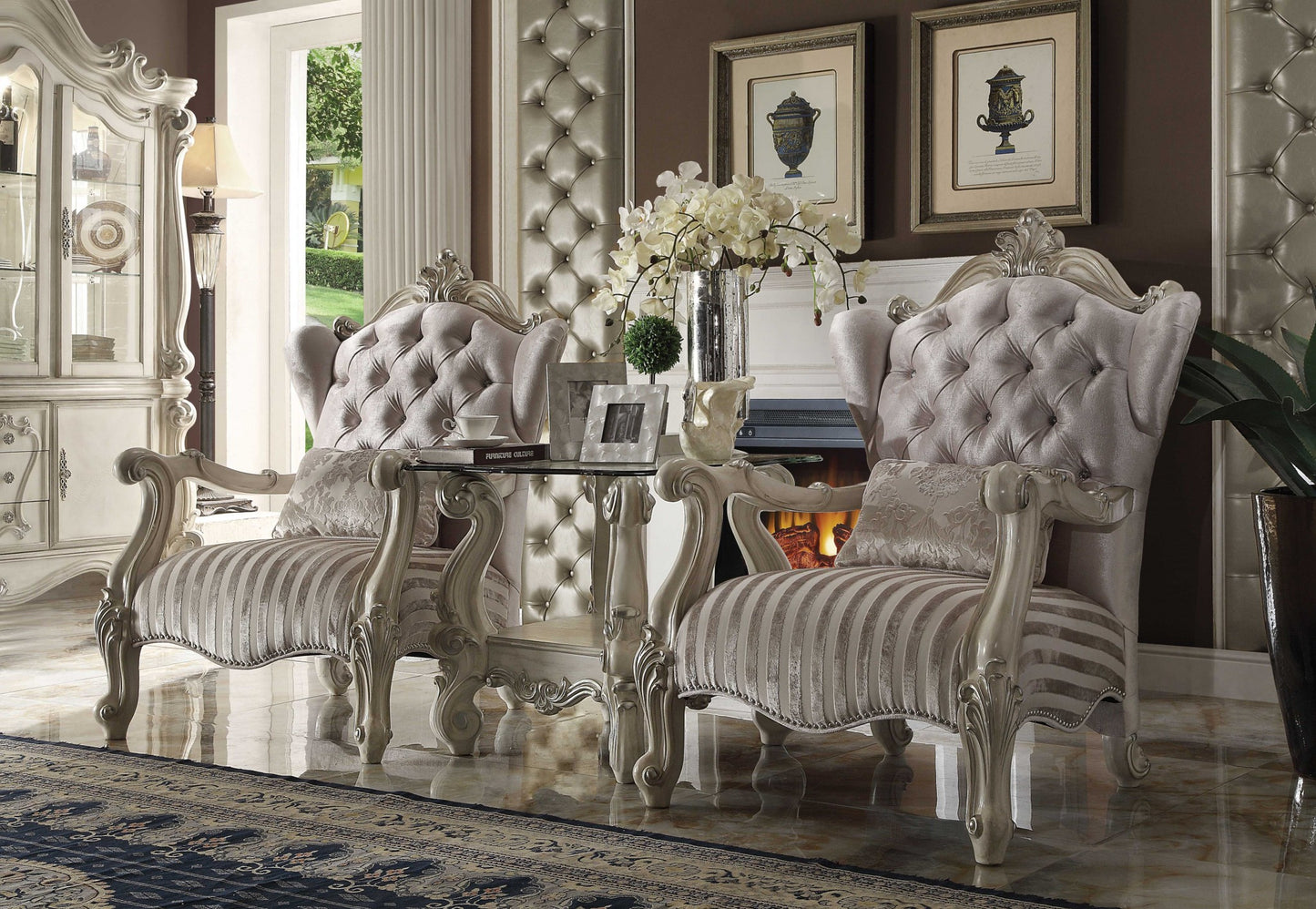 34" Golden Brown And Chocolate Velvet Tufted Chesterfield Chair
