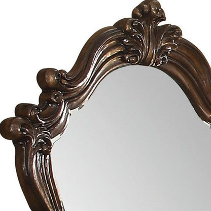 Brown Crowned top Dresser Solid Wood Mirror