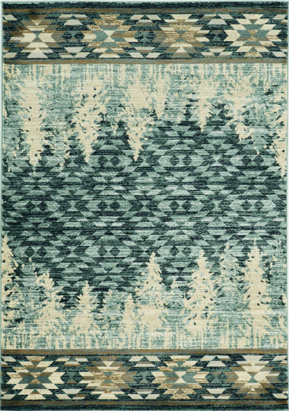 9'X12' Slate Blue Machine Woven Pinegrove Lodge Indoor Area Rug