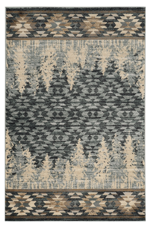 9'X12' Slate Blue Machine Woven Pinegrove Lodge Indoor Area Rug