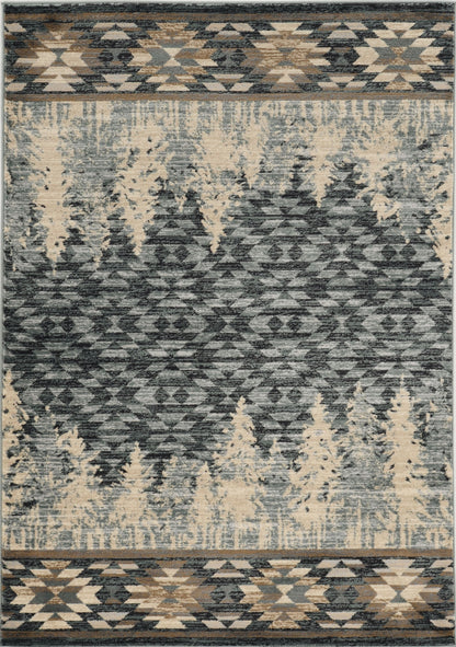 9'X12' Slate Blue Machine Woven Pinegrove Lodge Indoor Area Rug