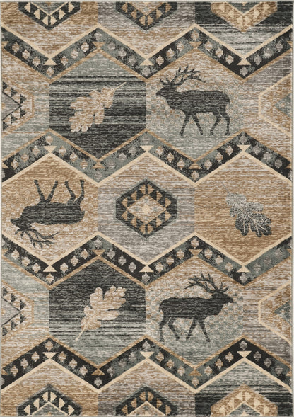 8' Seafoam Machine Woven Geometric Lodge Indoor Runner Rug