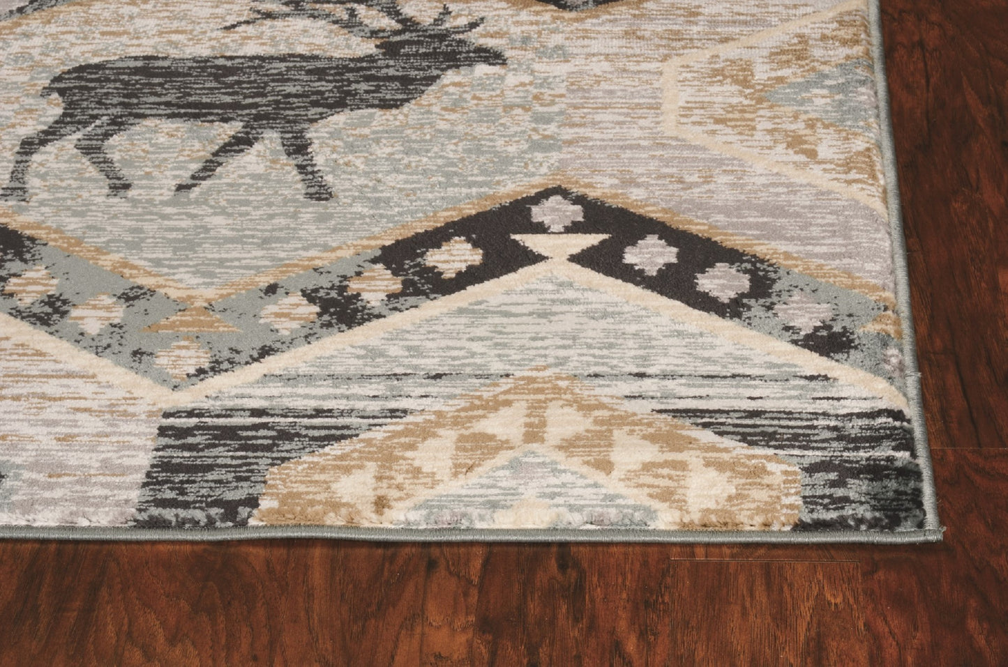 8' Seafoam Machine Woven Geometric Lodge Indoor Runner Rug