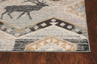 8' Seafoam Machine Woven Geometric Lodge Indoor Runner Rug