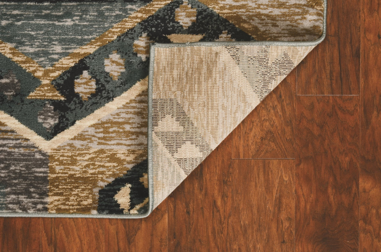8' Seafoam Machine Woven Geometric Lodge Indoor Runner Rug