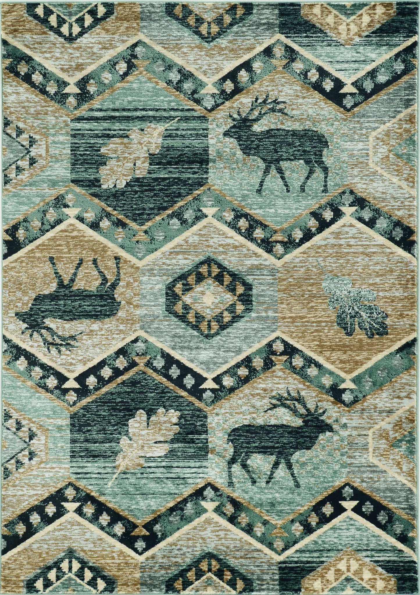 8' Seafoam Machine Woven Geometric Lodge Indoor Runner Rug