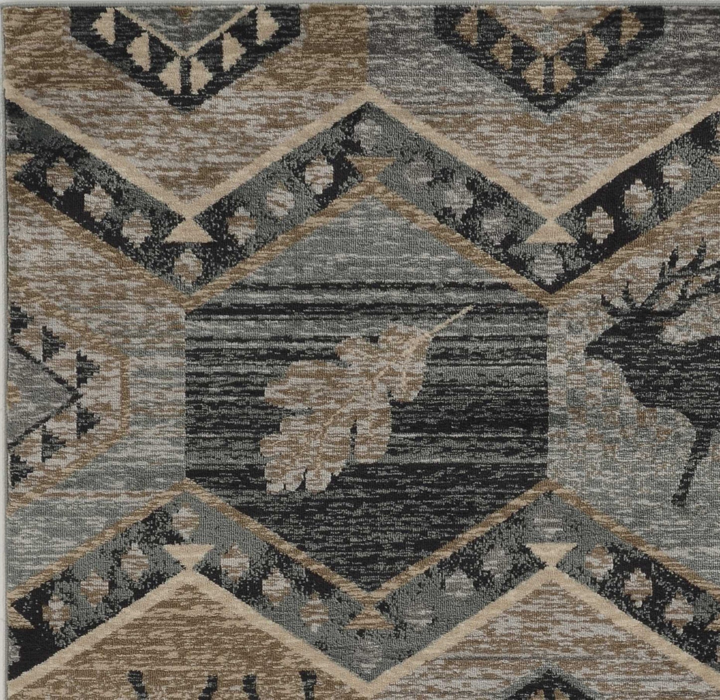 8' Seafoam Machine Woven Geometric Lodge Indoor Runner Rug
