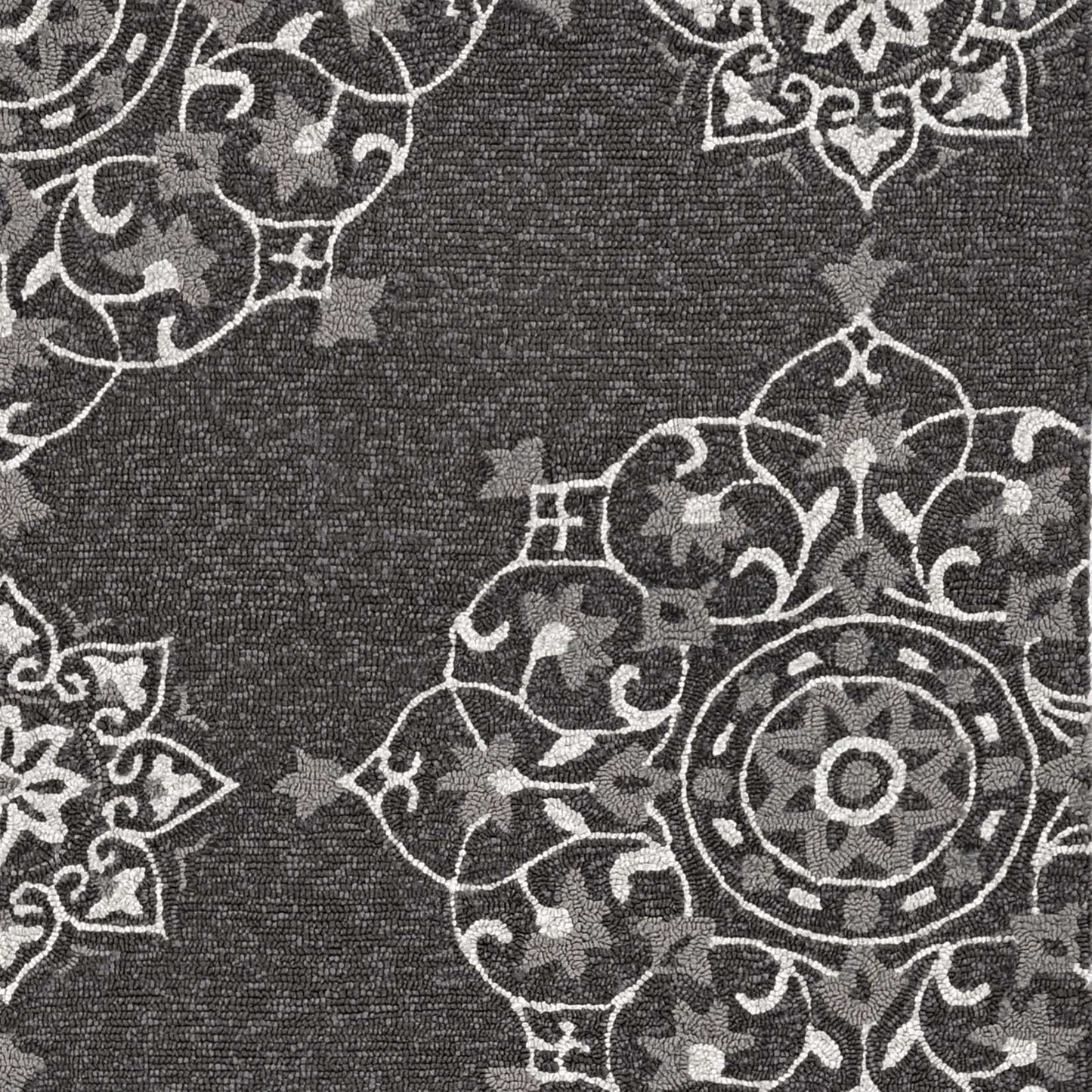 3' X 5' Charcoal Vintage Floral Area Rug