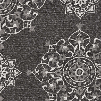 3' X 5' Charcoal Vintage Floral Area Rug